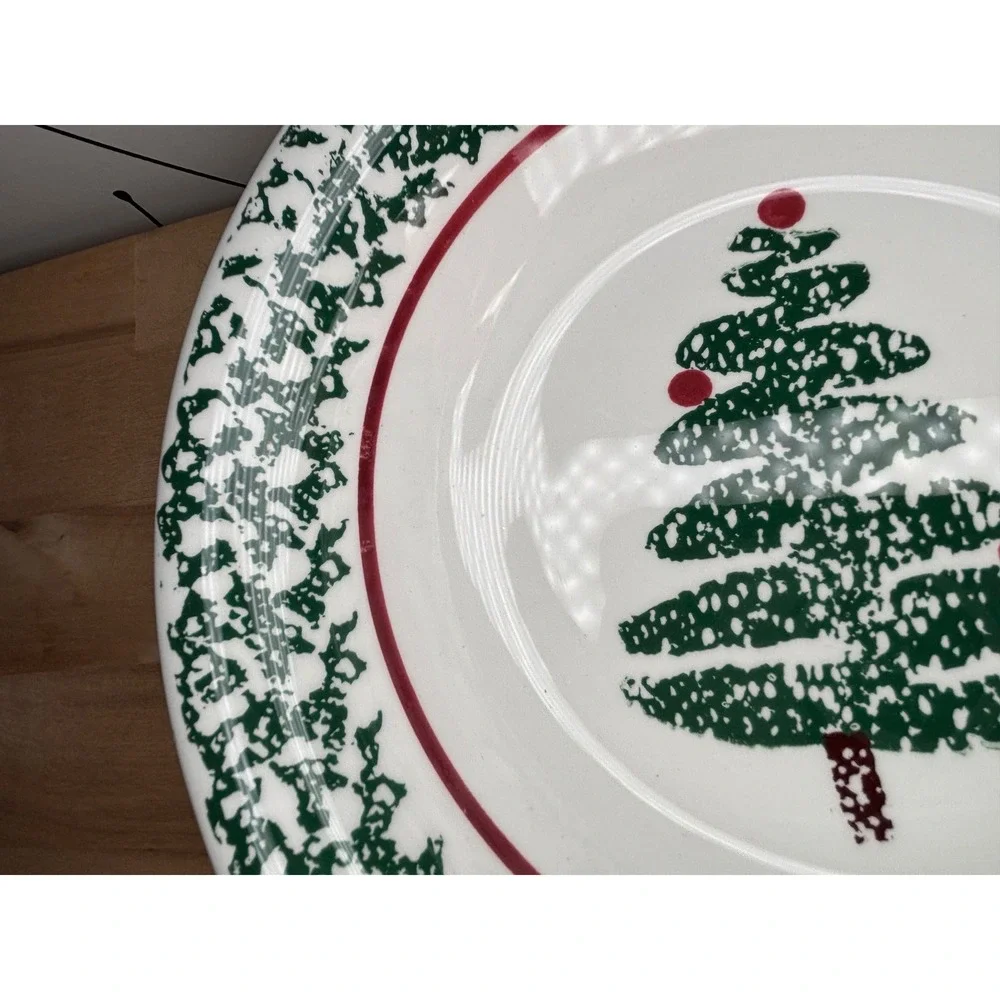 Furio Christmas Tree Soup Pasta Bowls Set of 4 Made in Italy Ceramic 8.5 Inch